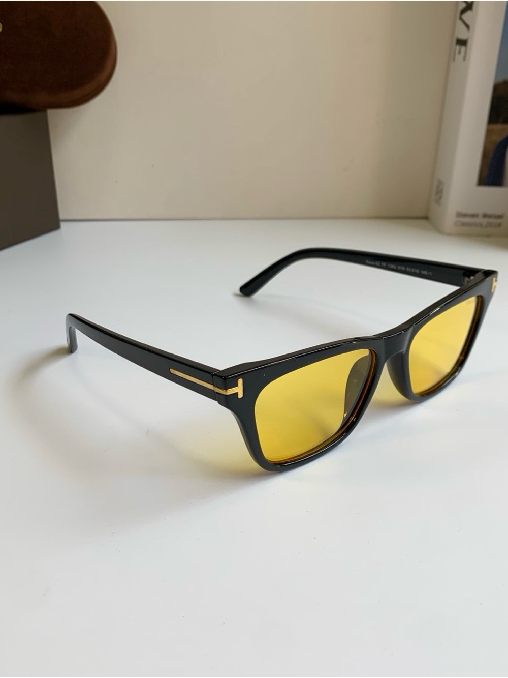 Tom Ford Black Frame Sunglasses with Yellow Lenses